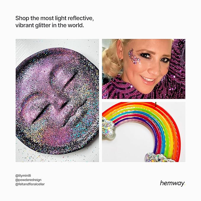 Hemway Polyurethane & Epoxy Resin Glitter 100g / 3.5oz Metallic Crystal Flake Additive for Flooring Jewelry Tumblers Glass Pigment - Super Chunky (1/8" 0.125" 3mm) - Fluorescent Purple