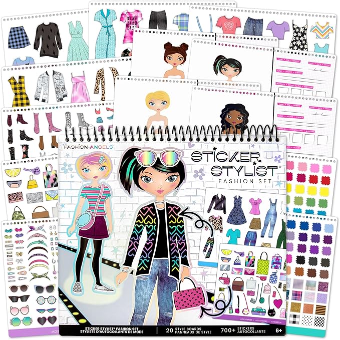 Fashion Angels Sticker Stylist 12544, Fashion Design Sticker by Number Activity Book, For Kids 6 and Up