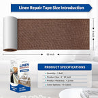 KING MOUNTAIN Linen Repair Patches, Self-Adhesive Linen Fabric Patches, 4 X 63 inch Extra Size, Multi Color, Can be Used for Linen Sofa Repair and Linen Clothes Repair (Medium Brown)