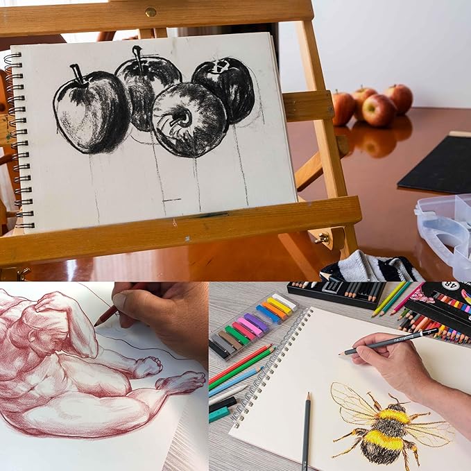 U.S. Art Supply 11"x14" Top Spiral Bound Sketch Book, 2 Pack, 100 Sheets Each, 60lb (100gsm), Acid-Free, Artist Sketchbook, Drawing Pad for Adults & Students
