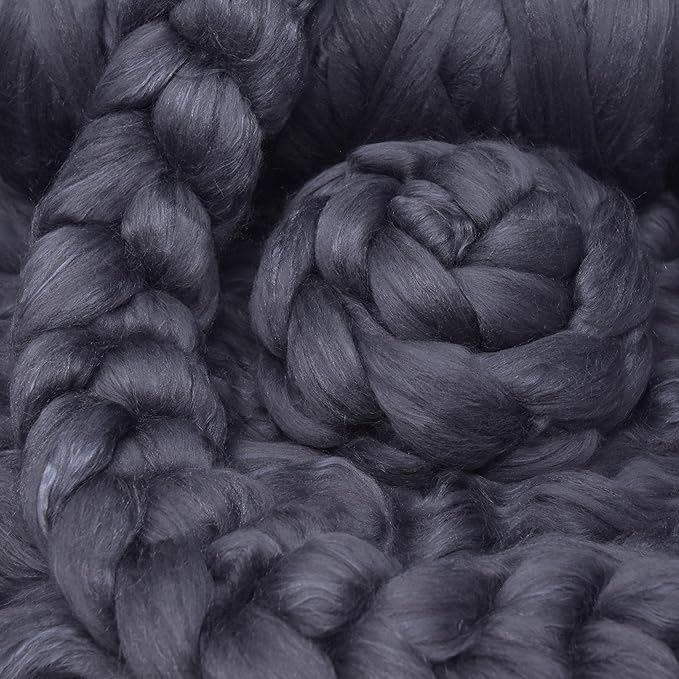 Merino Silk Luxe Tonal Designer Blend. Superfine Merino, Mulberry Silk, Tussah Silk. Top Roving for Spinning or Felting. Moon Shadow 4oz