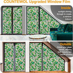 Window Privacy Film Stain Glass Window Film Rainbow Window Film Window clings Non-Adhesive Reusable Decorative for Room (Greenery Leaf, 35.4 x 78.7 in)