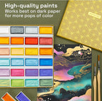 ARTISTRO Professional Metallic Watercolor Paint Set for Adults - 24 Pigment-Rich Colors, XL Pans, ASTM-I Lightfastness, High Tinting Strength Watercolor Set for Professionals made by professionals