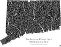 Muir Way Hydrological River Map of Connecticut - Watershed Topographic Wall Art for Home, Office, or Travel Decor - Unframed Flat Paper Print, 24x30