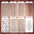 8 Pieces Stencils for Crafts, Leopard Brick Dot Layering Stencils Mixed Media Texture Stencils for Painting on Card Making Canvas DIY Crafts Furniture Paper (8 Layering)