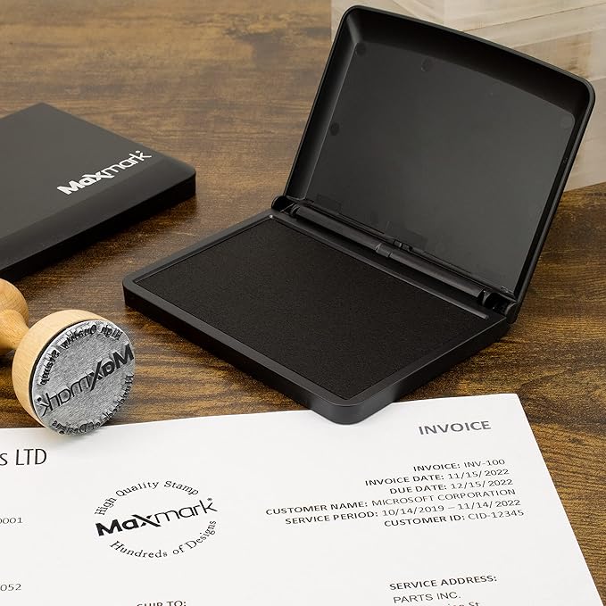 MaxMark Large Premium Black Ink Stamp Pad - 3.5" x 6.25" - Quality Felt Pad