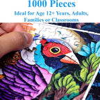 Think2Master Colorful Birds 1000 Pieces Jigsaw Puzzle. Paper Cut Craft Style. Fun for Teens, Seniors & Families. Great Gift for Kids Ages 13+. Size: 26.8” x 18.9”