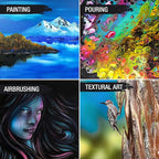 U.S. Art Supply Large Stretched Canvas for Painting 24x24 inch Gallery Depth 1-1/2" Thick, 3-Pack - 12oz Acrylic Gesso Triple Primed, Professional Artist Quality, 100% Cotton - Oil, Pouring Paint