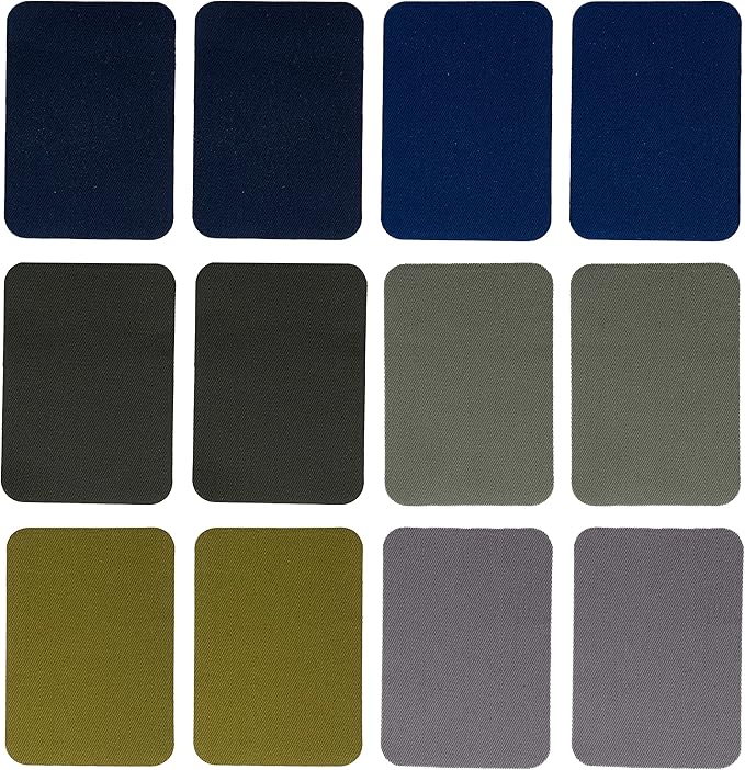 Johnson & Smith Iron On Patches - 12-Piece Iron On Patch for Clothing, Pants Repair - Adhesive Fabric Patches - Easy to Use, No Sewing Needed - Cool Rectangle Patches – Green and Navy