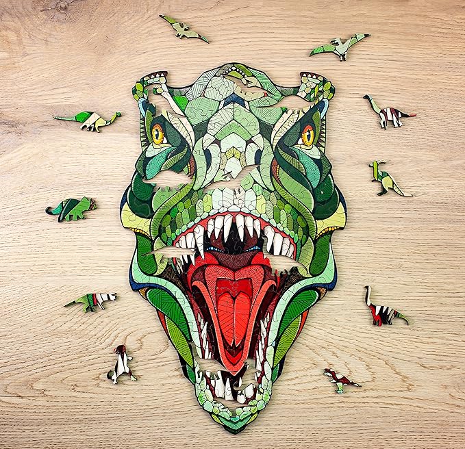 EWA Home Décor – T-Rex Small 80 Pieces – Wooden Jigsaw Puzzle for Adults – Perfect for Artistic Home Decoration and Mindful Relaxation