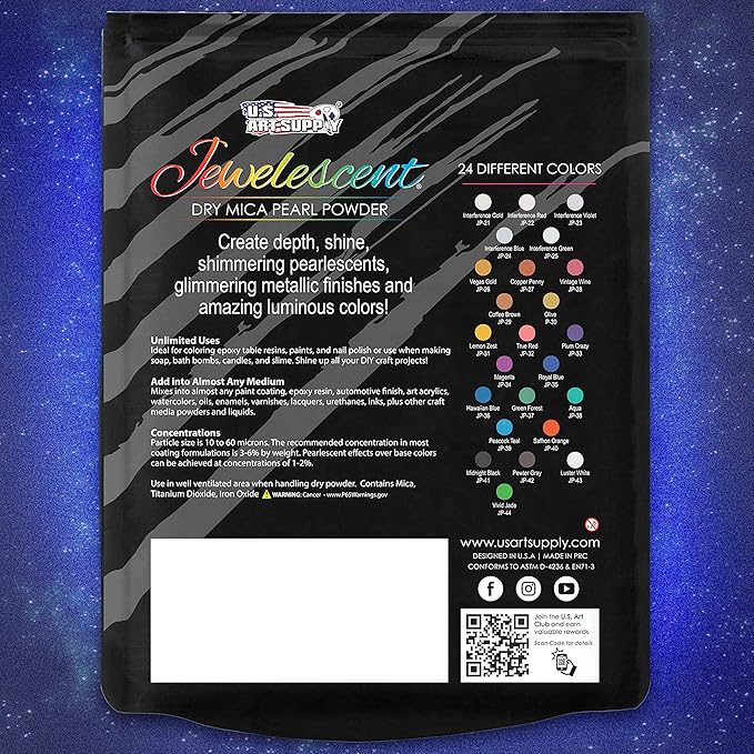 U.S. Art Supply Jewelescent Mica Pearl Pigment Powder, Interference Vintage Wine 3.5 oz (100g) Pouch - Cosmetic Grade, Epoxy Resin Color Pigment, Mica Powder for Resin, Soap, Slime, Candle Dye, Art