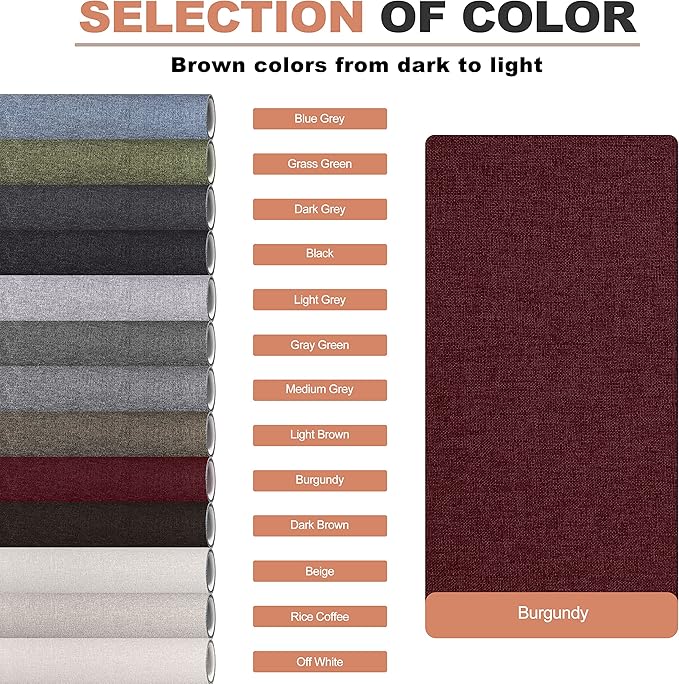 Fine Linen Fabric Patches, Self-Adhesive, Extra Large 12x40 Inch, Multi Color, for Sofa & Clothes Repair (Burgundy)