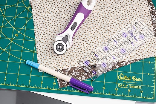 The Quilted Bear Quilting Rulers - Transparent Acrylic Non Slip Quilting, Patchwork & Sewing Ruler with Clear Black Lines & 30, 45 & 60 Degree Angles for Perfect Accuracy & Precision (4" x 14")