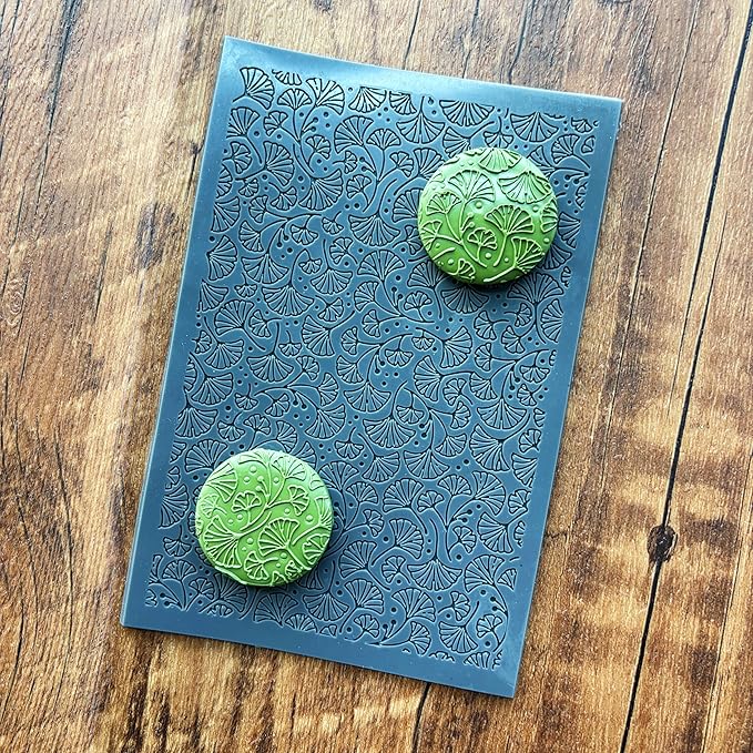 Arbuya Ginkgo Leaves Polymer Clay Texture Mat -Autumn Leaves Texture Sheet for Polymer Clay Jewelry Making, Earring Charms, DIY Craft Supplies