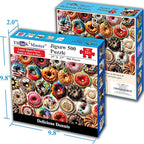 Think2Master Donuts 500 Pieces Jigsaw Puzzle. Perfect White Elephant Gag Gift. Fun for Teens, Seniors & Families. Great Gift for Kids Ages 13+. Size: 26.8” x 18.9”