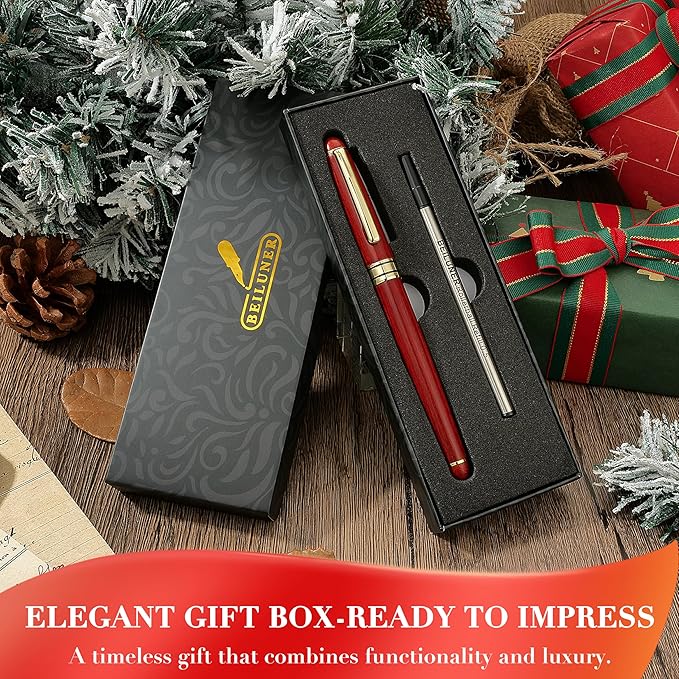 BEILUNER Luxury Wood Ballpoint Pen Writing Set,Rosewood-Elegant Fancy Nice Gift Pen Set for Signature Executive Business Office Fancy Nice Supplies - Christmas Gift Boxed with Extra Refills (Black)